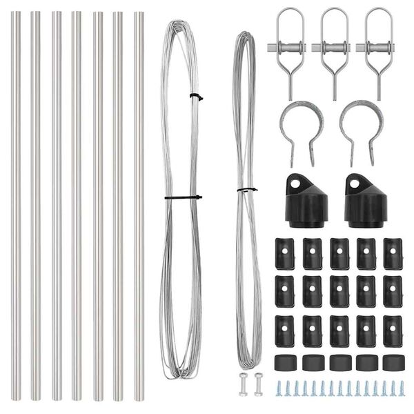 vidaXL Słupek ogrodzeniowy. 7 pcs Srebrny Stal