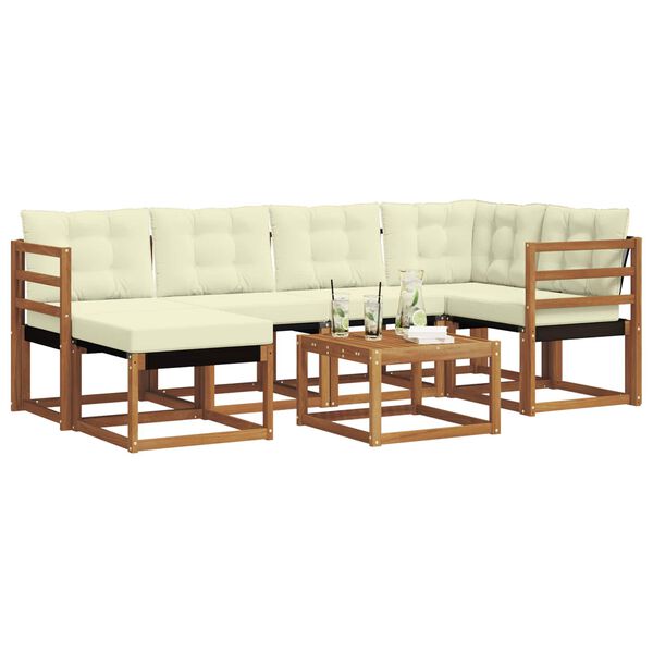 vidaXL Zestaw sof na zewnątrz z poduszką 7 pcs Naturalny i Kremowy