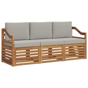 vidaXL Zestawy sof 3 pcs Naturalny i Jasny Szary Lite Drewno Akacji