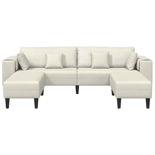 vidaXL Sofa z poduszką 3 pcs Kremowy Aksamit