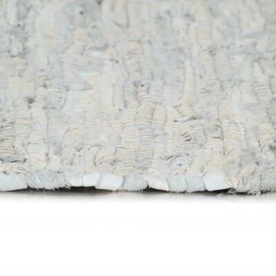 vidaXL Ręcznie tkany dywanik Chindi, skóra, 80x160 cm, jasnoszary