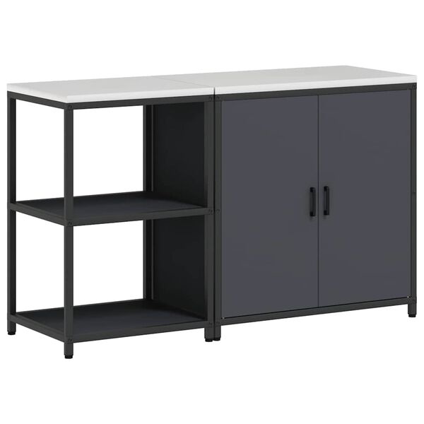 vidaXL Zestaw do przechowywania w kuchni z p&oacute;łką 2 pcs Antracyt