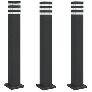 vidaXL Zewnętrzne lampy stojące, z gniazdkami, 3 szt., czarne, 80 cm