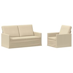 vidaXL Zestaw Sof 2 pcs kremowy tkanina