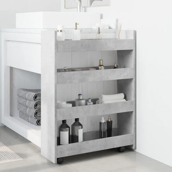 vidaXL Wąski wózek pomocniczy, 4-poziomowy, szarość betonu