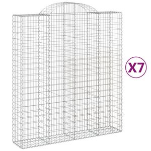 vidaXL Kosze gabionowe, 7 szt, 200x50x220/240 cm, galwanizowane żelazo