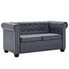 vidaXL Sofa 2-osobowa w stylu Chesterfield, sztuczny zamsz, szara
