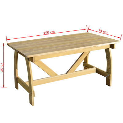 vidaXL Stół ogrodowy, 150x74x75 cm, impregnowane drewno sosnowe