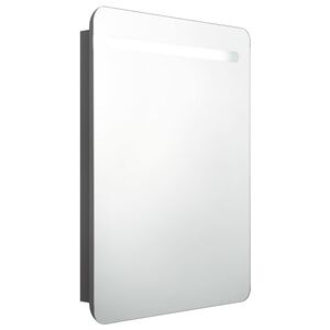 vidaXL Szafka łazienkowa z lustrem i LED, szara, 60x11x80 cm