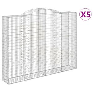 vidaXL Kosze gabionowe, 5 szt, 300x50x220/240 cm, galwanizowane żelazo