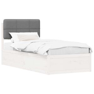 vidaXL Ramka ł&oacute;żka z tapicerowanym wezgłowiem Jasnoszary 100 x 200 cm