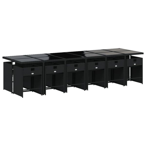 vidaXL 13-cz. zestaw mebli do ogrodu, poduszki, czarny, rattan PE