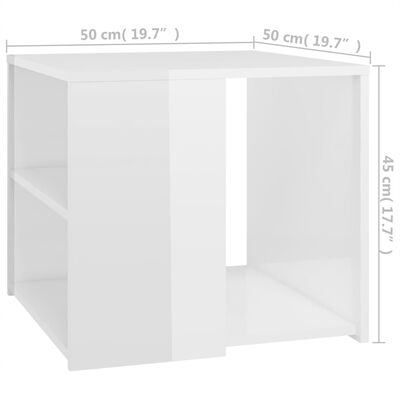 vidaXL Stolik na wysoki połysk, biały, 50x50x45 cm, płyta wiórowa