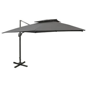 vidaXL Parasol wiszący z podw&oacute;jną czaszą, 300x300 cm, antracytowy