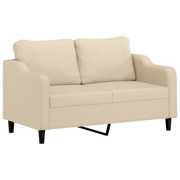vidaXL 2-osobowa sofa, kremowa, 140 cm, tapicerowana tkaniną