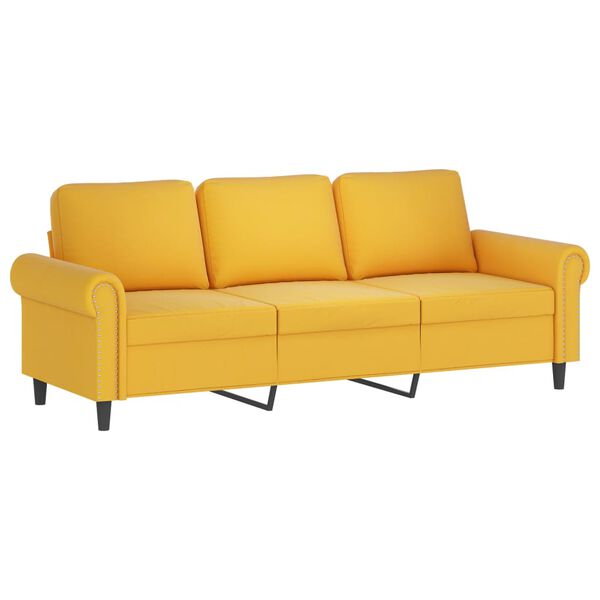 vidaXL 3-osobowa sofa z podn&oacute;żkiem, jasnoż&oacute;łty, 180 cm, aksamit