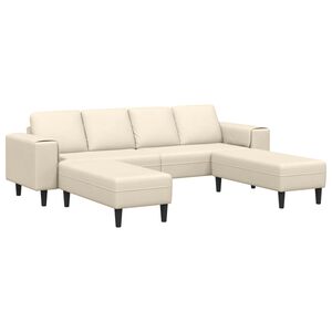 vidaXL Sofa z poduszką Kremowy 250 x 188 x 76 cm Tkanina sztruksowa