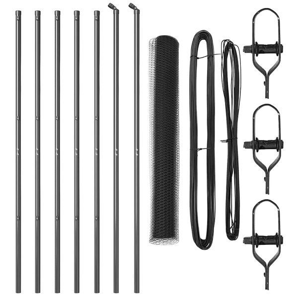 vidaXL Słupek ogrodzeniowy. Szary 10 x 1 m (siatka 25 mm) Stal i PVC