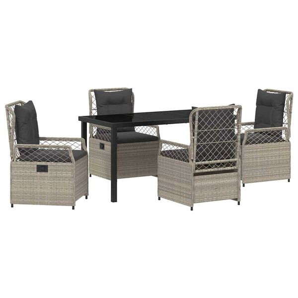 vidaXL Zestaw do jadalni w ogrodzie 5 pcs Jasnoszary polirattan