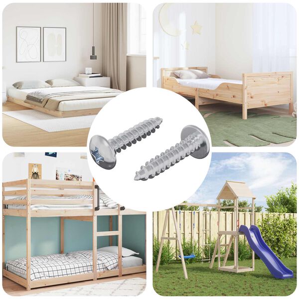 vidaXL Wkręty Drewniane 2 pcs Srebrny M4 x 20 mm Stal