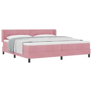 vidaXL Ł&oacute;żko sprężynowe Z zagł&oacute;wkiem R&oacute;żowy 200 x 200 cm Aksamit
