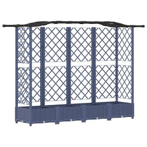 vidaXL Podniesione ł&oacute;żko z kratką i dachem Szary 203,5 x 40 x 123 cm