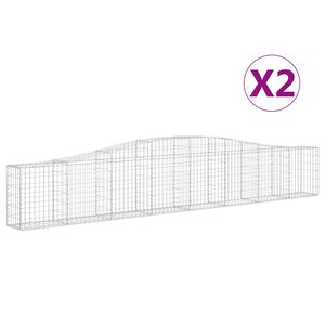 vidaXL Kosze gabionowe, 2 szt, 400x30x60/80 cm, galwanizowane żelazo
