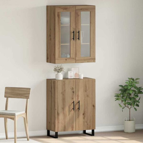 vidaXL Highboard 2 pcs dąb artisan Materiał drewnopochodny