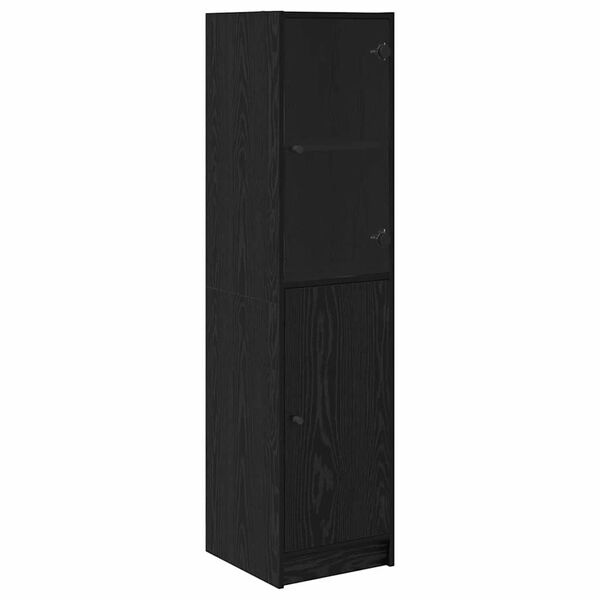vidaXL Highboard Czarny Dąb 35 x 37 x 142 cm Materiał drewnopochodny
