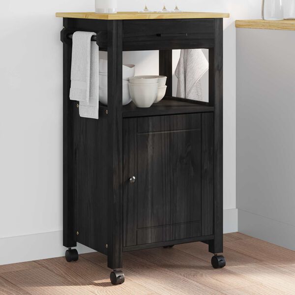 vidaXL W&oacute;zek Kuchenny Gładki Czarny