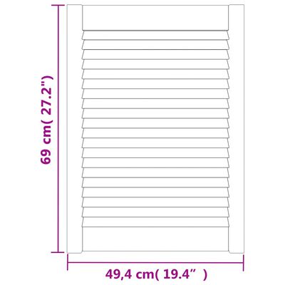 vidaXL Drzwi żaluzjowe do szafki, 2 szt., białe, 69x49,4 cm, sosnowe