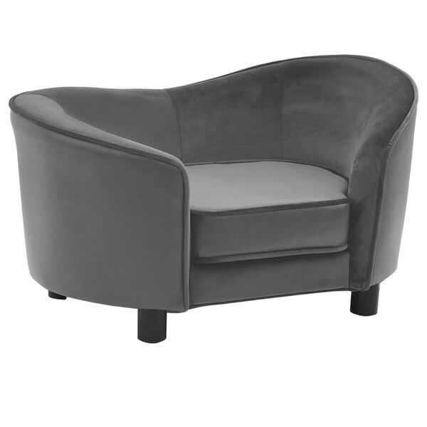 vidaXL Sofa dla psa, szara, 69x49x40 cm, plusz i sztuczna sk&oacute;ra