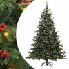vidaXL Sztuczna choinka z podstawą Zielony 210 cm PVC, Metal i Plastik