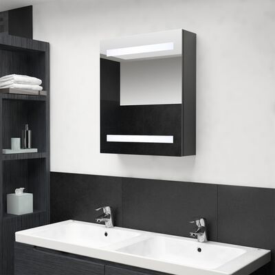 vidaXL Szafka łazienkowa z lustrem i LED, szara, 50x14x60 cm