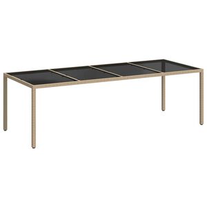vidaXL St&oacute;ł ogrodowy, beżowy, 250x100x75 cm, szkło i rattan PE