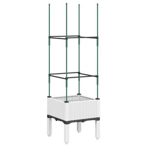 vidaXL Donica ogrodowa z kratką, biała, 40x40x142,5 cm, PP