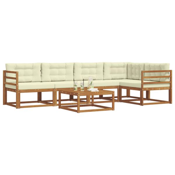 vidaXL Zestaw sof na zewnątrz z poduszką 6 pcs Naturalny i Kremowy