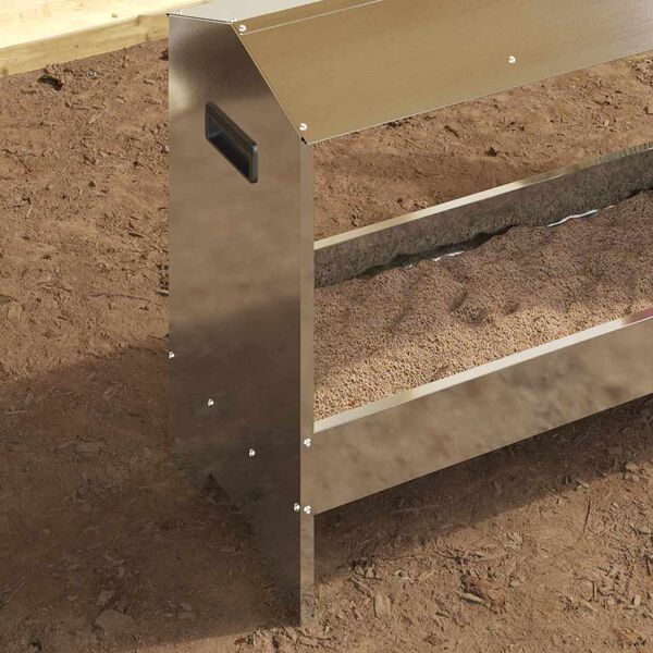 vidaXL Koryto do karmienia kurczak&oacute;w Srebrny 81 x 32 x 53,5 cm