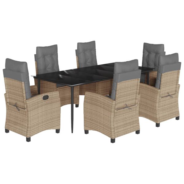 vidaXL 7-cz. zestaw mebli ogrodowych z poduszkami, mieszany beż