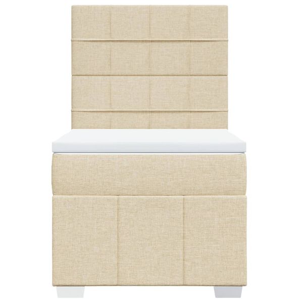 vidaXL Ł&oacute;żko kontynentalne z materacem, kremowe, tkanina, 90x200 cm