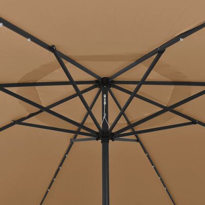 vidaXL Parasol ogrodowy z LED i metalowym słupkiem, 400 cm, taupe