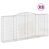 vidaXL Kosze gabionowe, 8 szt, 400x50x180/200 cm, galwanizowane żelazo