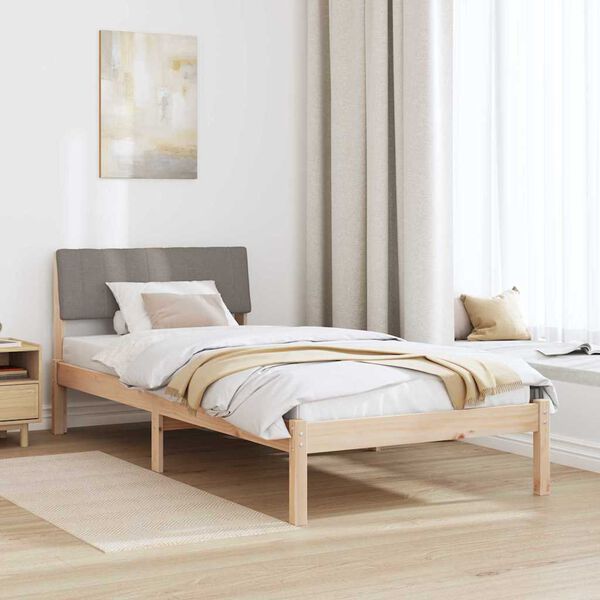 vidaXL Rama ł&oacute;żka Brązowy i taupe 90 x 200 cm Lite drewno sosnowe