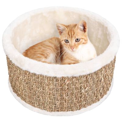 vidaXL Okrągły koszyk dla kota, 36 cm, trawa morska