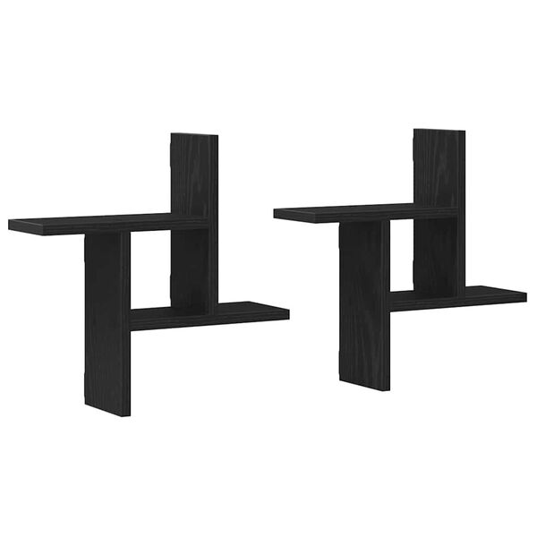 vidaXL Półki ścienne, 2 szt., czarny dąb, 38x12x38 cm