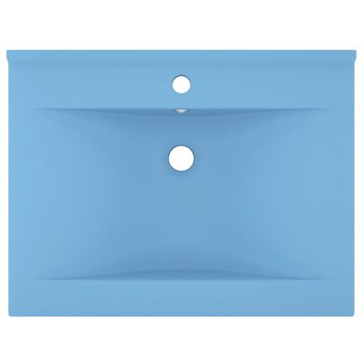 vidaXL Umywalka z otworem na kran, matowy błękit, 60x46 cm, ceramiczna