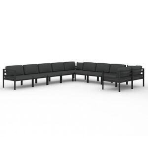 vidaXL 10-cz. zestaw mebli ogrodowych, poduszki, aluminium, antracyt