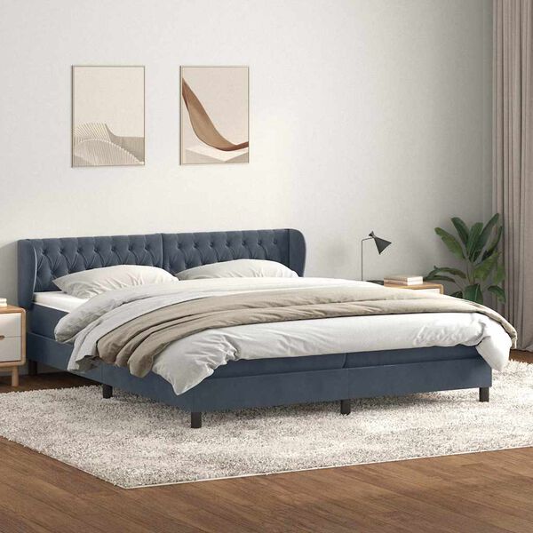vidaXL Ł&oacute;żko typu Box Spring z materacami Ciemnoszary 180x210 cm
