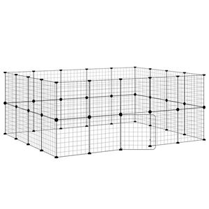 vidaXL Klatka dla zwierząt z bramką, 36 paneli, czarna, 175x140x70 cm, stal