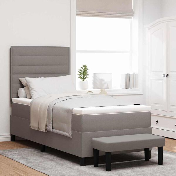 vidaXL Ł&oacute;żko sprężynowe z materacem Ciemnoszary 100 x 200 cm tkanina